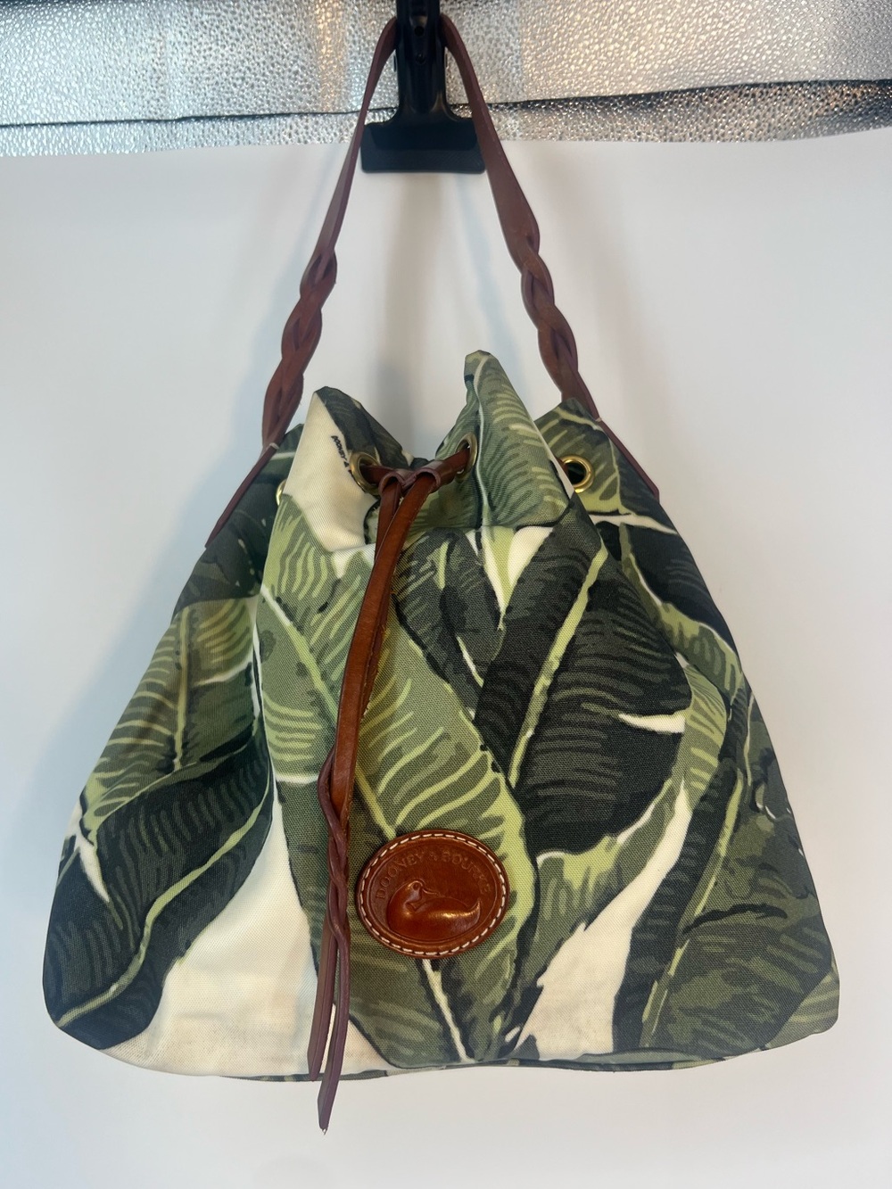 Dooney & Bourke Green Leaf Canvas Bucket Bag